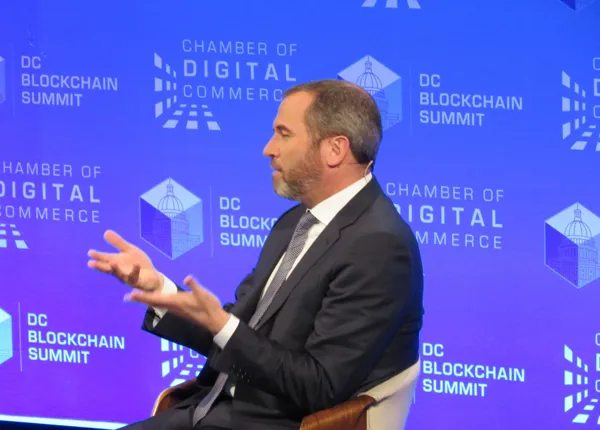 Ripple CEO Brad Garlinghouse speaking at the DC Blockchain Summit 2019.